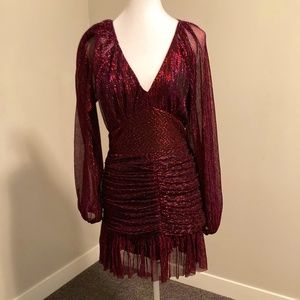 NWT sparkle dress, flattering, deep metallic purple, S, Bloomingdales exclusive